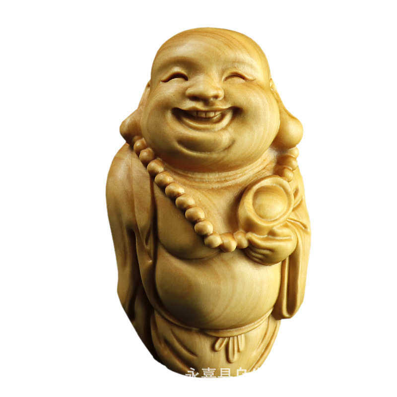 黄杨木雕弥勒笑佛木质手把件挂件摆件文玩工艺品把玩居家装饰品