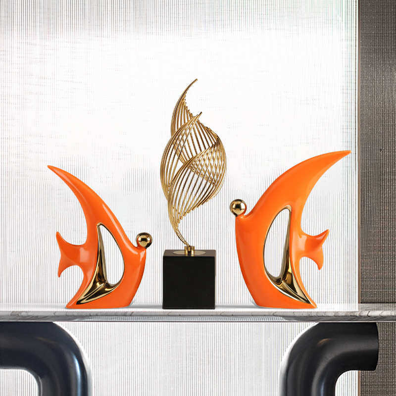 吹泡泡鱼轻奢陶瓷装饰品现代简约客厅玄关酒柜电视柜摆件批发,家居饰品,装饰摆件,淘宝优惠券,粉丝福利购,淘宝优惠卷