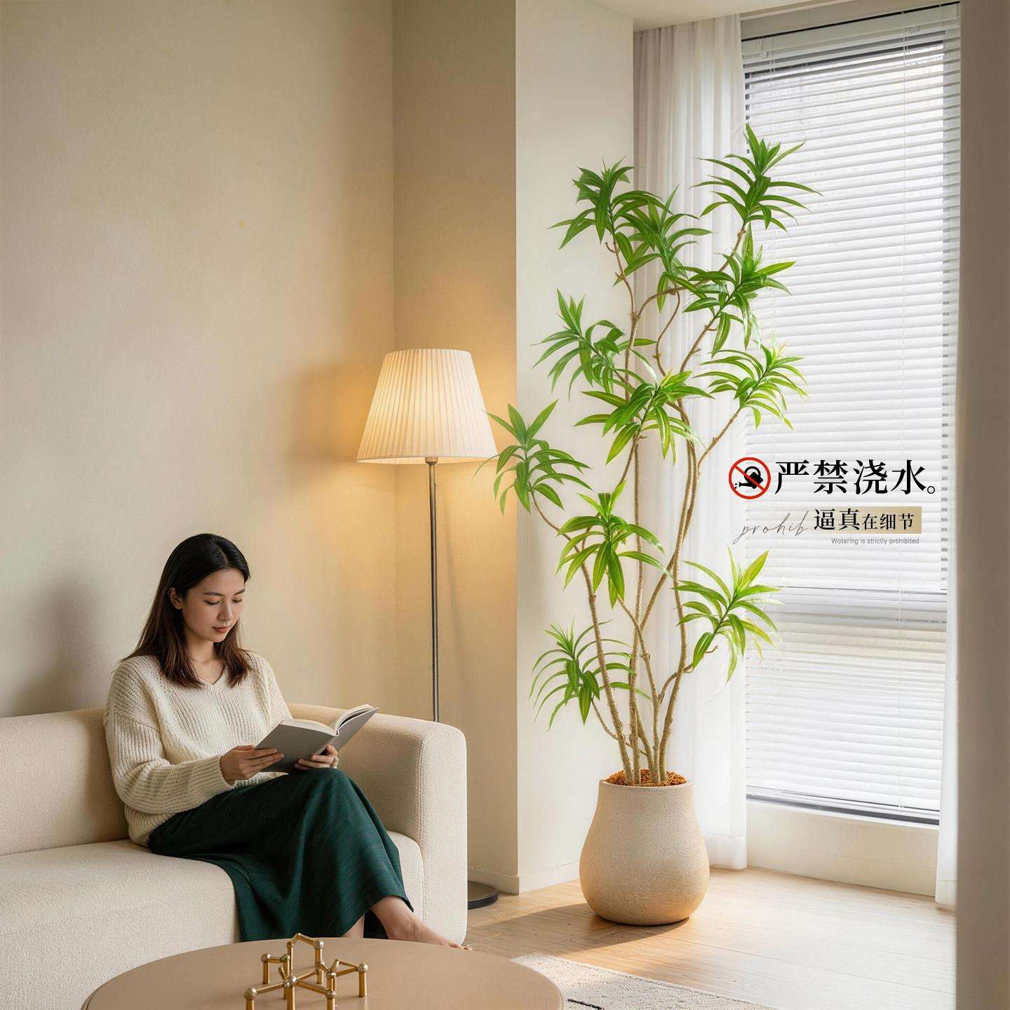 仿仿真百合生植物百合竹室内风简假绿植摆件家居盆软装大型极落地