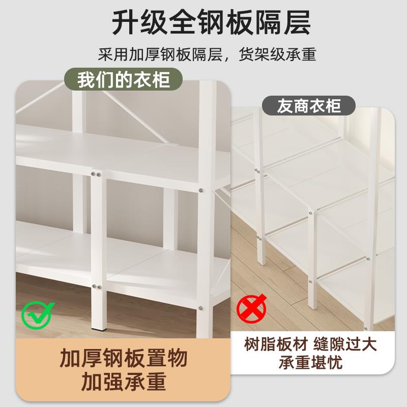 简易布衣柜经济0010型免衣安装结折叠家用卧室出租用全钢架房橱实