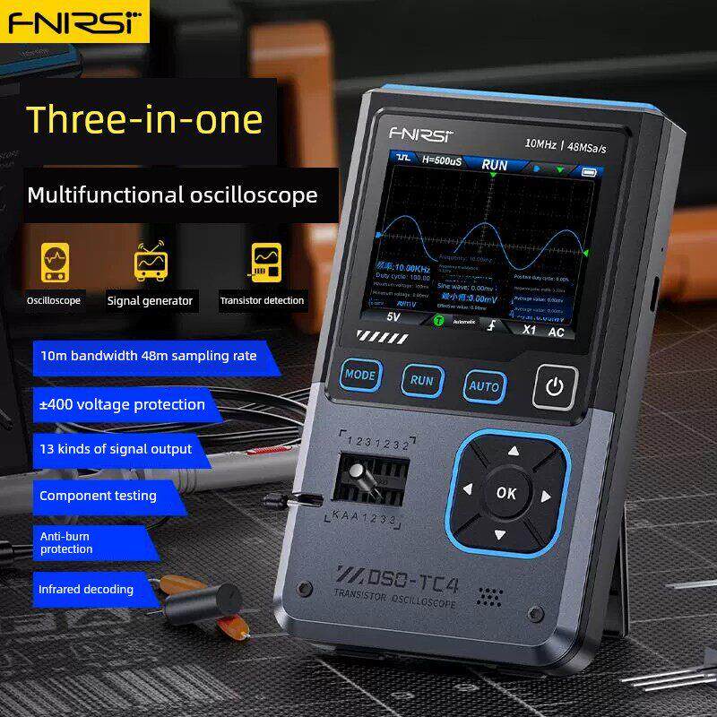 FNIRSI DSO-TC4三合一示波器晶体管检测仪信号发生器10M带宽防烧