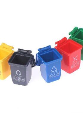 Simulation 1:12 Dollhouse Mini Trash Can Toy Garbage Truck