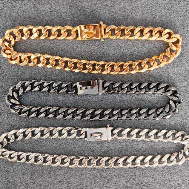 现货19mm不锈钢狗链狗项圈宠物狗锁插扣嘻哈金狗链跨境爆款