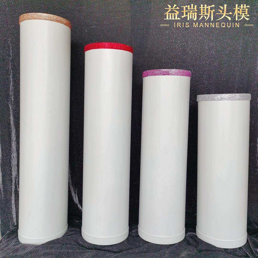 展示台店铺展示摆放台柱子圆形橱窗陈列头模白色展示圆柱