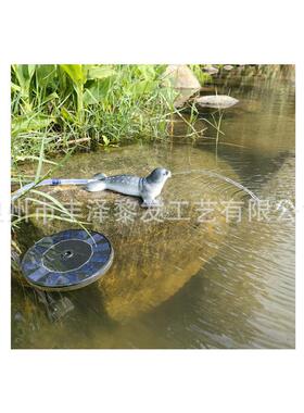 太阳能卡通田园风浮水海狮漂浮流水摆件迷你花园树脂动物装饰