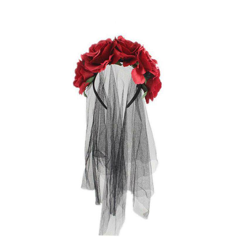 死亡之夜的头带新娘面纱化妆服