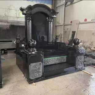 山西黑墓碑陵园草坪碑黑色大理石 农村土葬中国黑墓碑刻字合葬碑