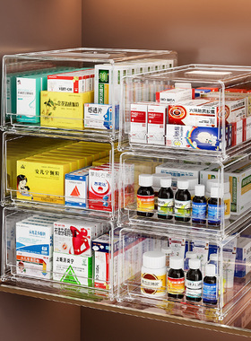 药品收纳箱家庭装盒透明抽屉式医药急救大号容量分层家用常备药箱