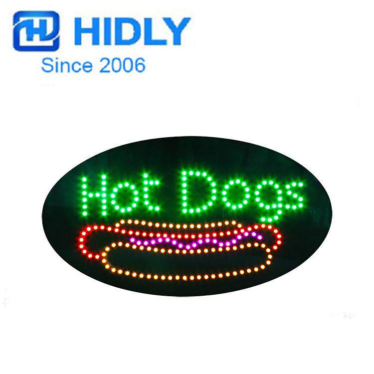 椭圆LED招牌熟食店橱窗营业中招牌LED HOTDOGS SIGN