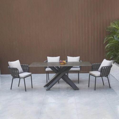 户外编桌庭院别syg-3652墅高端室外休闲椅藤椅园阳台岩花板餐桌露