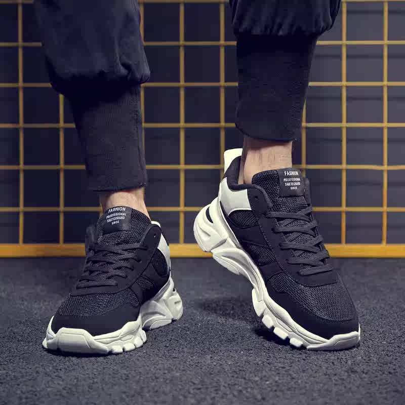 夏季黑色鞋子男鞋休闲夏天透气2025新款38码45男士运动老爹鞋男款,流行男鞋,时尚休闲鞋,淘宝优惠券,粉丝福利购,淘宝优惠卷