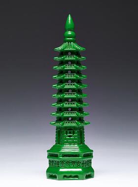 绿色玄木刻雕9文昌塔摆WG1002件实木雕木制层13层塔木头客厅关装