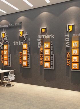 办公室入口形象背景墙氛围布局装修企业文化标语高档贴纸