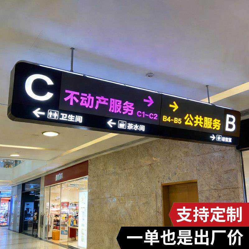 商场吊牌灯箱指示牌定制收银台地下车库超市医院悬挂双面发光定做
