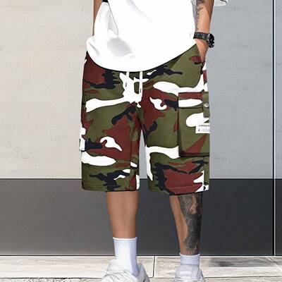 Summer Mens Four-Pack Camouflage Cargo Shorts Loose Fo