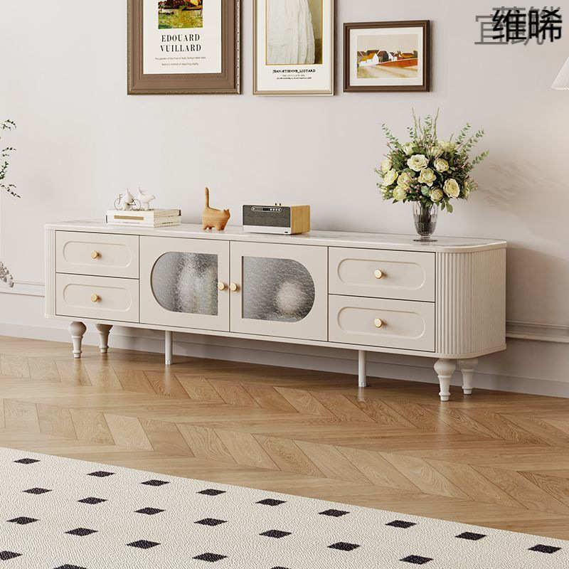 YP6电视柜茶几组合简约现代美式高级感客厅家用2025新款岩玻电视