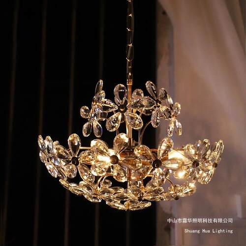 梦幻水晶花吊灯法式田园美式复古卧室餐厅衣帽间轻奢灯具