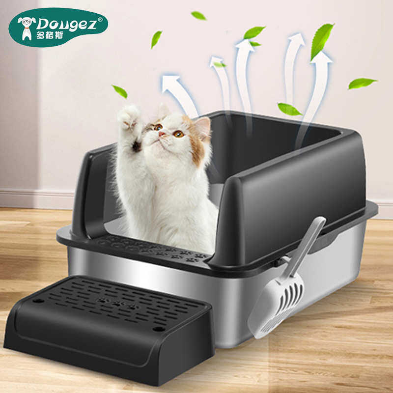 新款带踏板不锈钢猫砂盆防外溅易清洗大空间大号半封闭式猫砂盆,宠物/宠物食品及用品,猫砂盆/猫厕所,淘宝优惠券,粉丝福利购,淘宝优惠卷