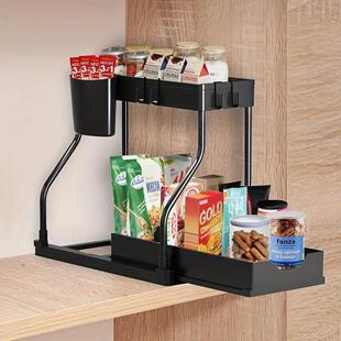 2-story sliding cabinet storage rack两层滑动式整体橱柜置物架