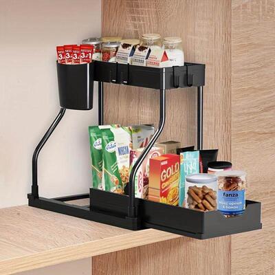 2-story sliding cabinet storage rack两层滑动式整体橱柜置物架
