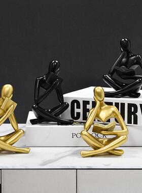 新者件款创意抽象人物树看书阅读脂装家饰品看书思考摆客厅书房酒