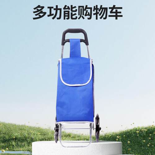 厂家供应超市广告购物车两轮折叠小拉车礼品促销印制LOGO拉杆车