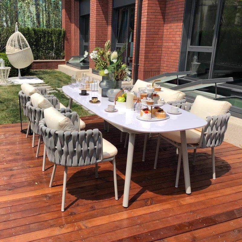 户外桌椅藤椅三件组合庭院花园阳台露天休闲藤编6人餐桌防水防晒