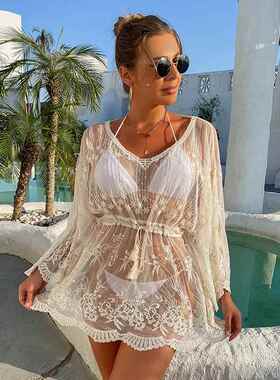 Swimsuit Hoodie Lace Pulling Rope Sunscreen Beach Bikini