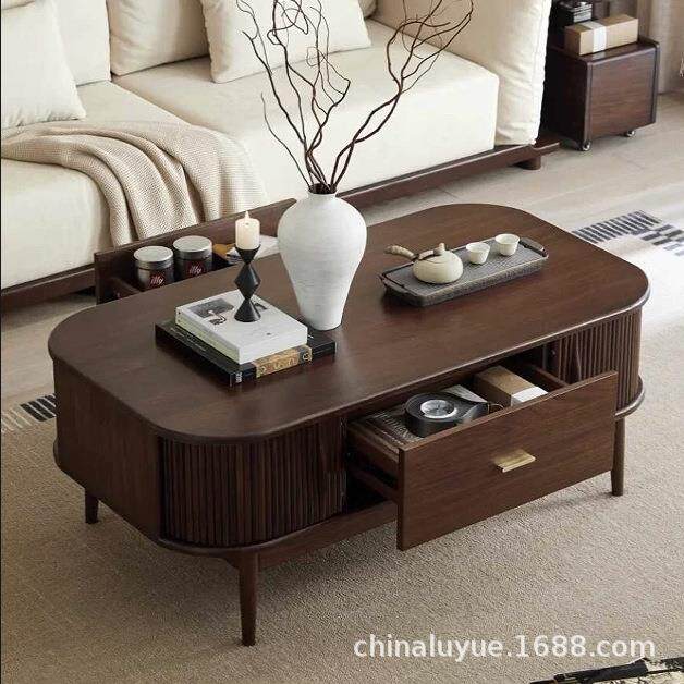 中式黑胡桃木色实木电视柜客厅北欧茶几组合收纳储物复古风家具