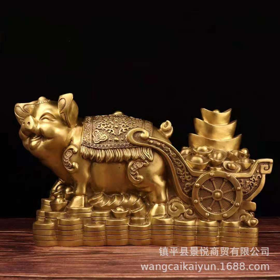 铜猪摆件纯铜金猪生肖福猪好运连年猪元宝猪家居办公室装饰品