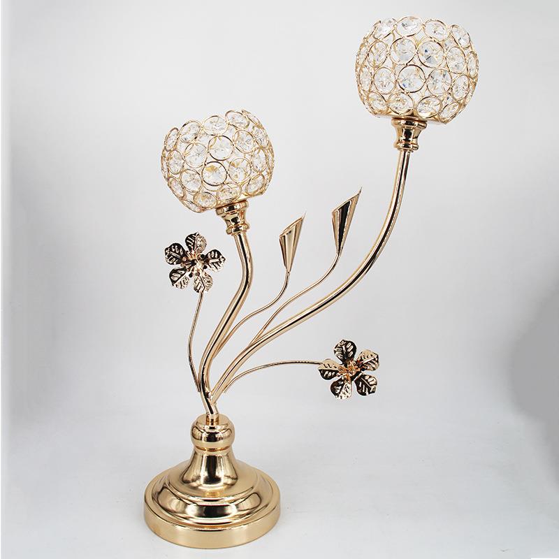 欧式烛台摆件叶花水晶球烛台家居婚礼派对酒店餐桌装饰用品
