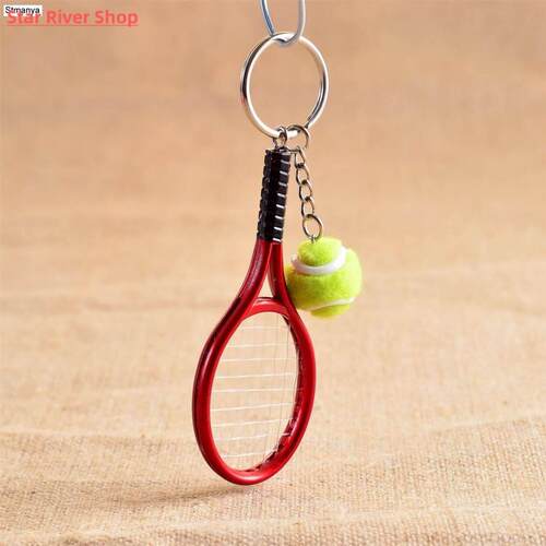 Cute Sport Mini Tennis Racket Pendant Keychain Keyring Key C