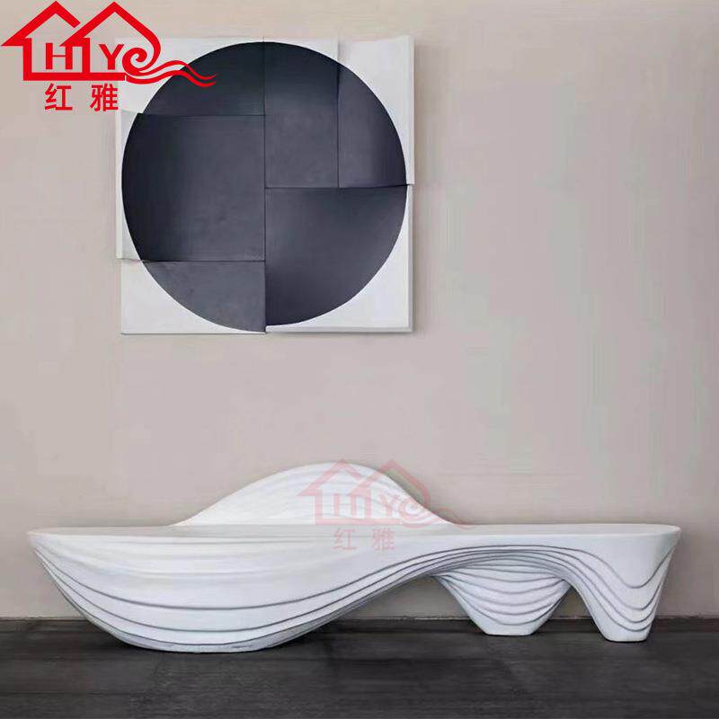 商场座椅玻璃钢波浪休闲椅异形机场休息区等候椅创意月亮型长凳子