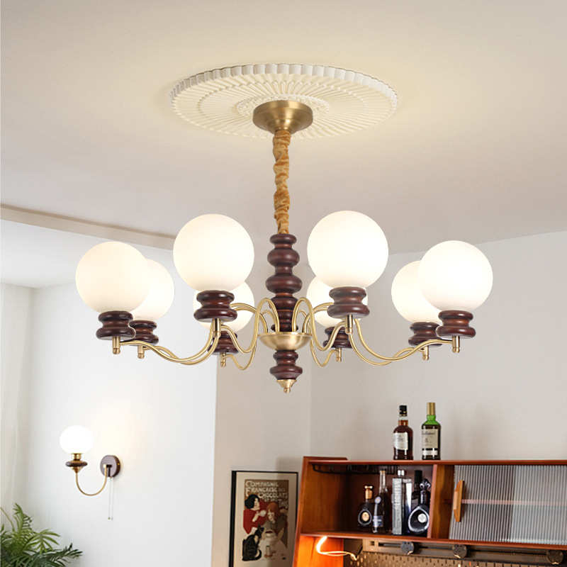 法式中古灯客厅吊灯美式卧室魔豆吊灯高级感大厅楼梯餐厅吊灯
