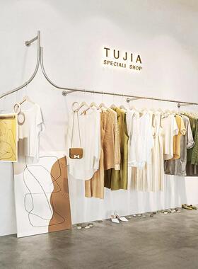 服装店挂衣架女装壁挂式展示架创意拉丝不锈钢陈列架衣服架子