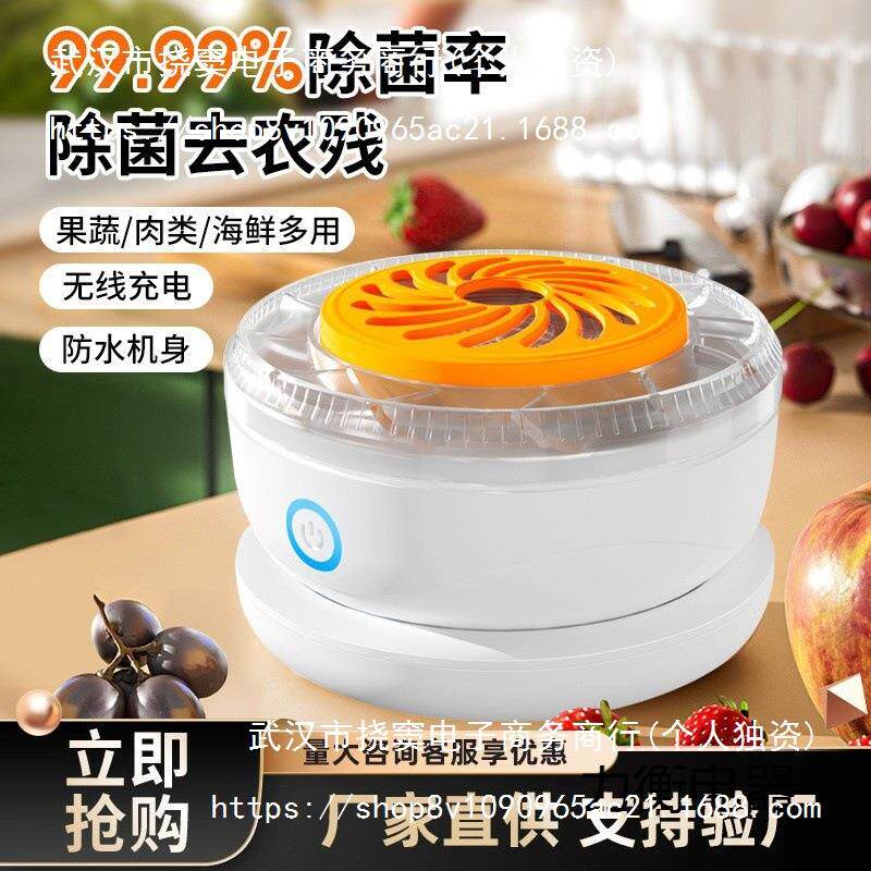 旋转果蔬净化器无线充电便携式水果家用农残去除洗菜机清洗机中文