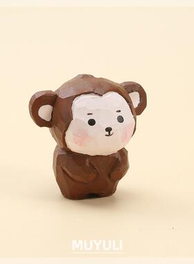 手工木雕小猴子丨办公室工位电脑桌面摆件创意装饰品可爱礼物女生