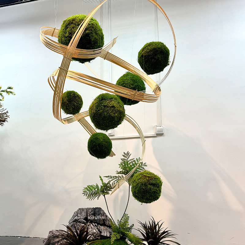 仿真苔藓球型植物吊顶装饰创意造型绿植草球酒店橱窗室内景观造景