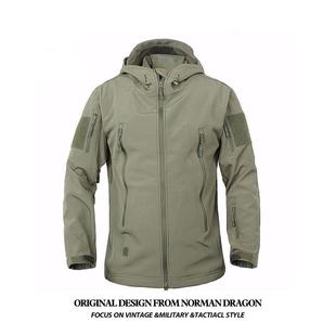 诺曼龙美式 功能软壳冲锋衣战术机能男鲨鱼皮夹克加厚陆外套 军装