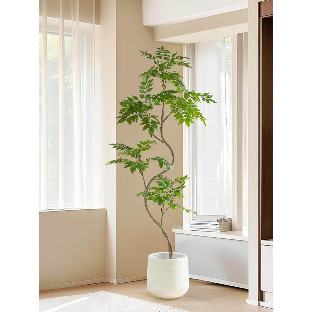 高品质轻奢仿真绿植漆木树室内落地盆栽摆件客厅装饰仿生假大植物