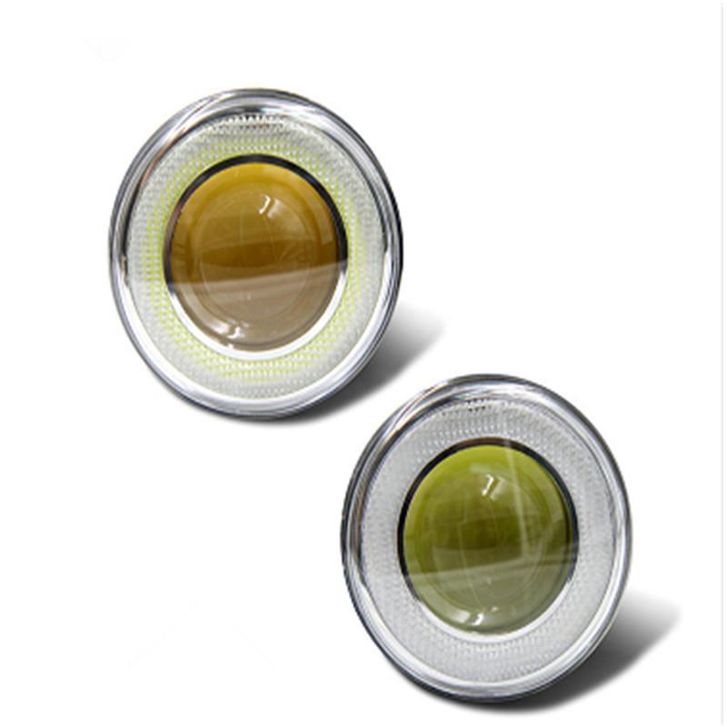 通用车型LED带天使眼雾灯汽车LED透镜雾灯总成带天使眼改装日行灯