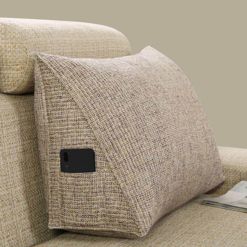 三角护腰靠枕纯色麻布客厅沙发靠垫家用高端床上腰枕大靠背可拆洗