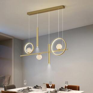 全光谱护眼E条D餐L厅代吊灯饭厅灯现网红创意一字长吧台DD732 新款