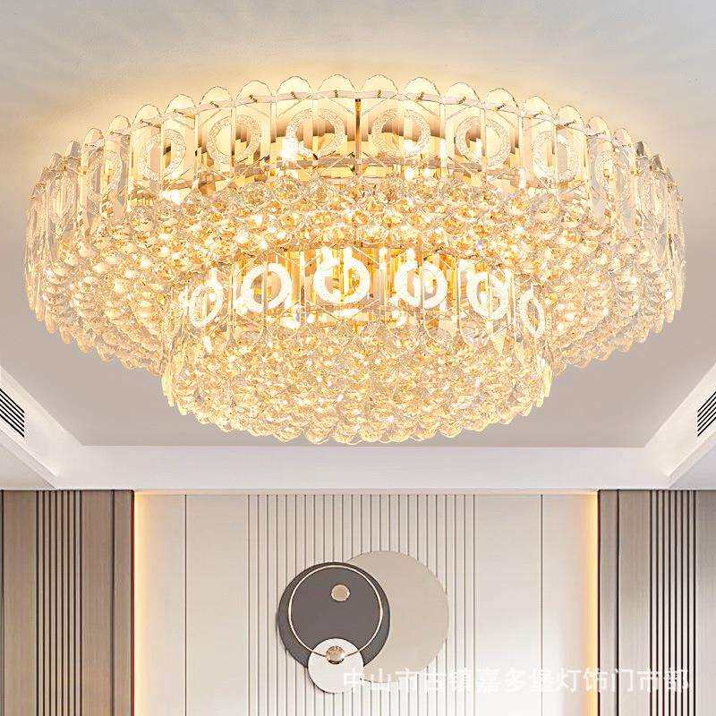 客厅水晶灯现代简约LED吸顶灯轻奢大气家用欧式圆形餐厅卧室灯具