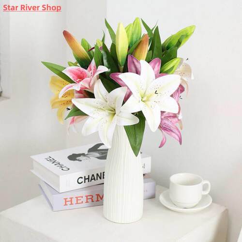 Artificial silk flowers fake lily Bouquet 41cm long DIY crea