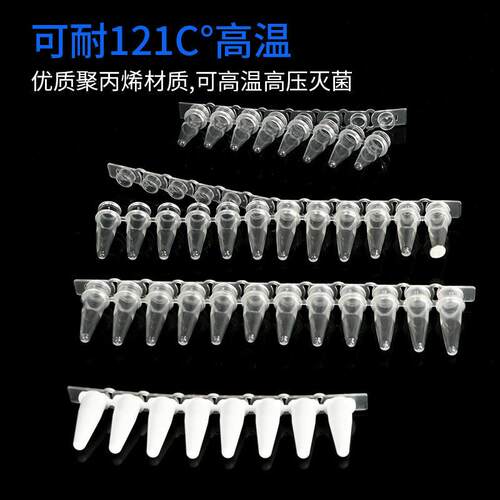PCR 8连管0.1ml 0.2ml 瓷白透明八连管/8联管 排管 平盖 200套/包