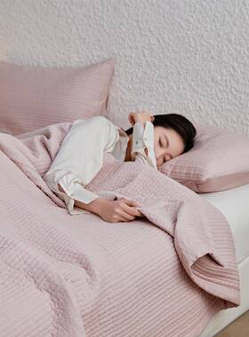 棉IJC水洗棉韩式绗缝夹棉床盖套三件纯单棉单件加厚全床纯色简约