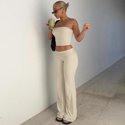 Sexy Halter Top Long Pants Yoga Clothes Set for Women