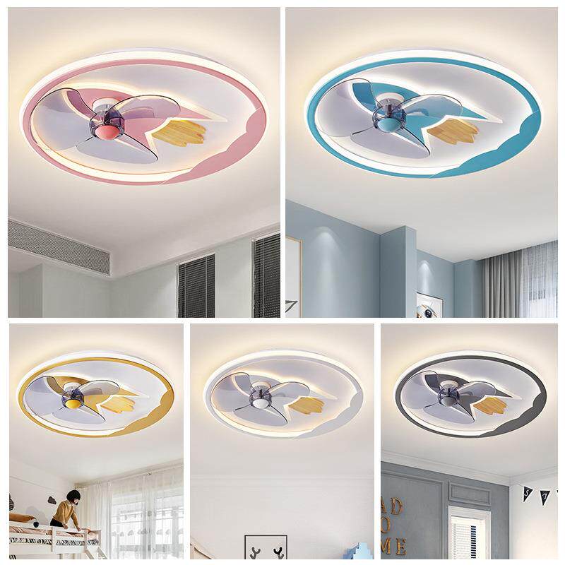 全光谱2025新款男女孩主卧室北欧儿童房风扇灯创意吸顶隐形电扇灯