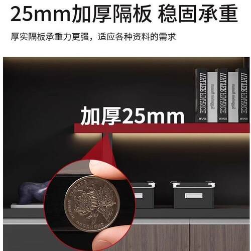文件柜资料柜老板办公室背景柜置物书柜带锁收纳档案柜子储物靠墙